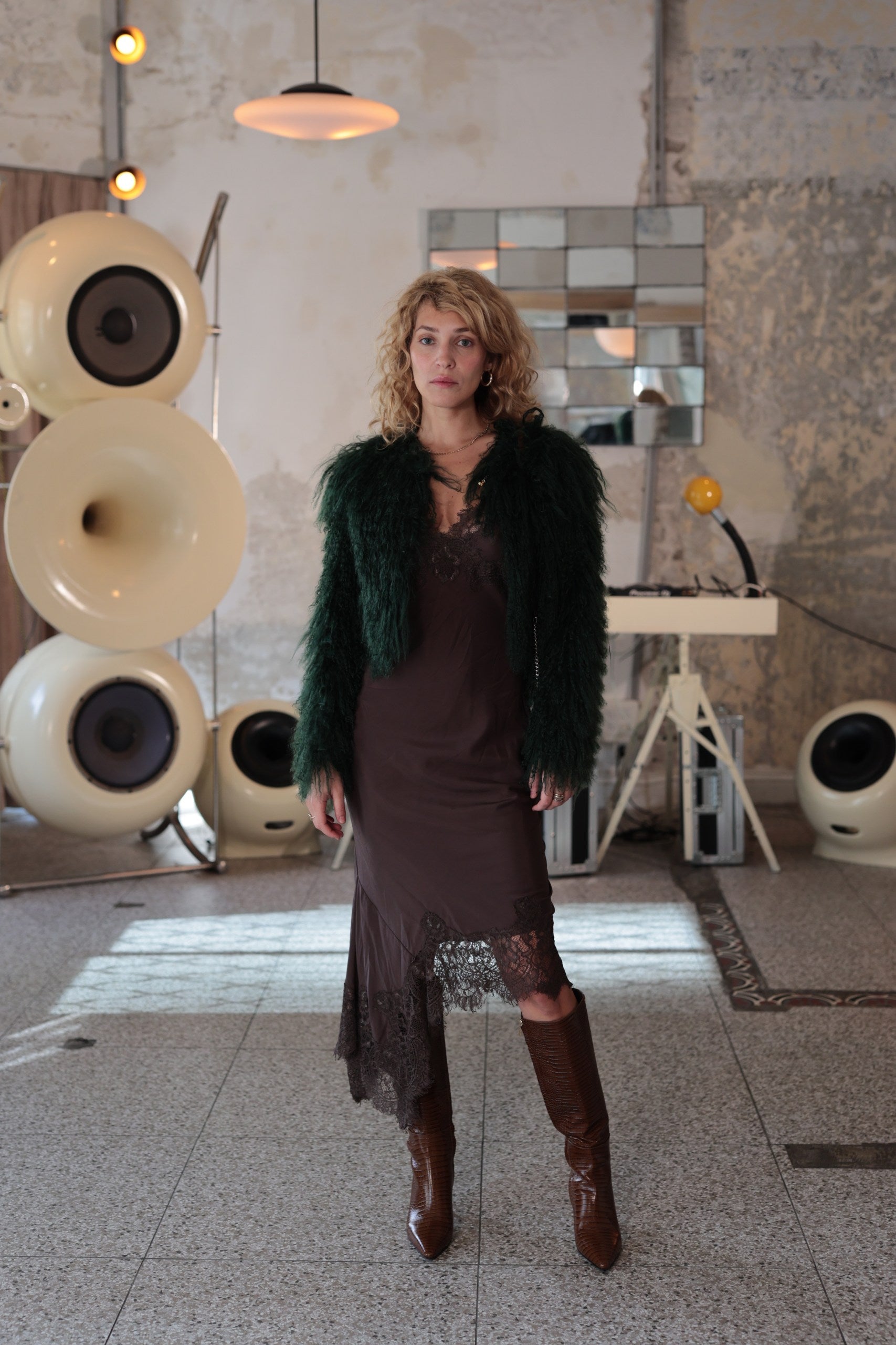 מגף קרוקו-חום