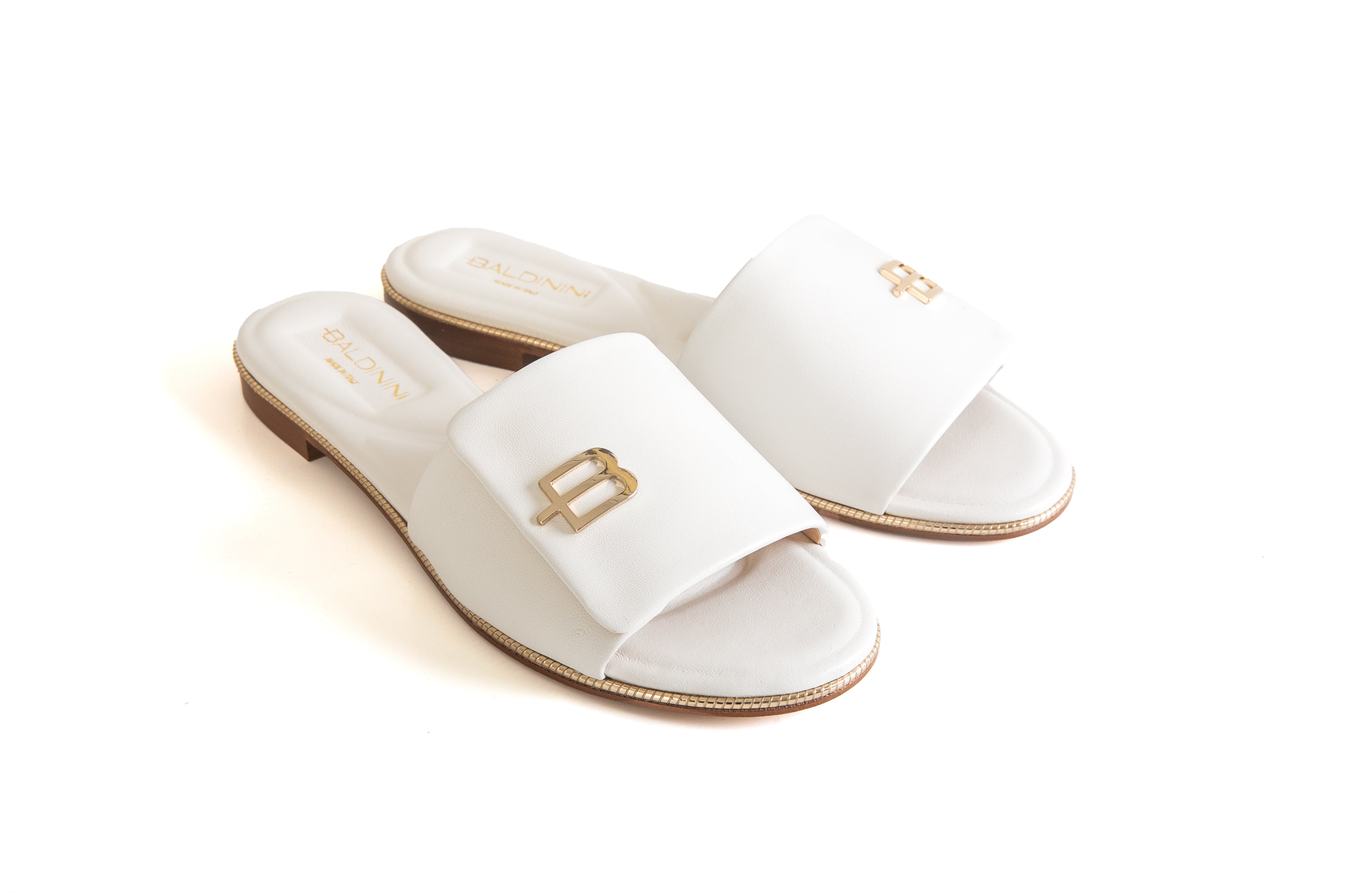 כפכף שטוח פס רחב-לבן