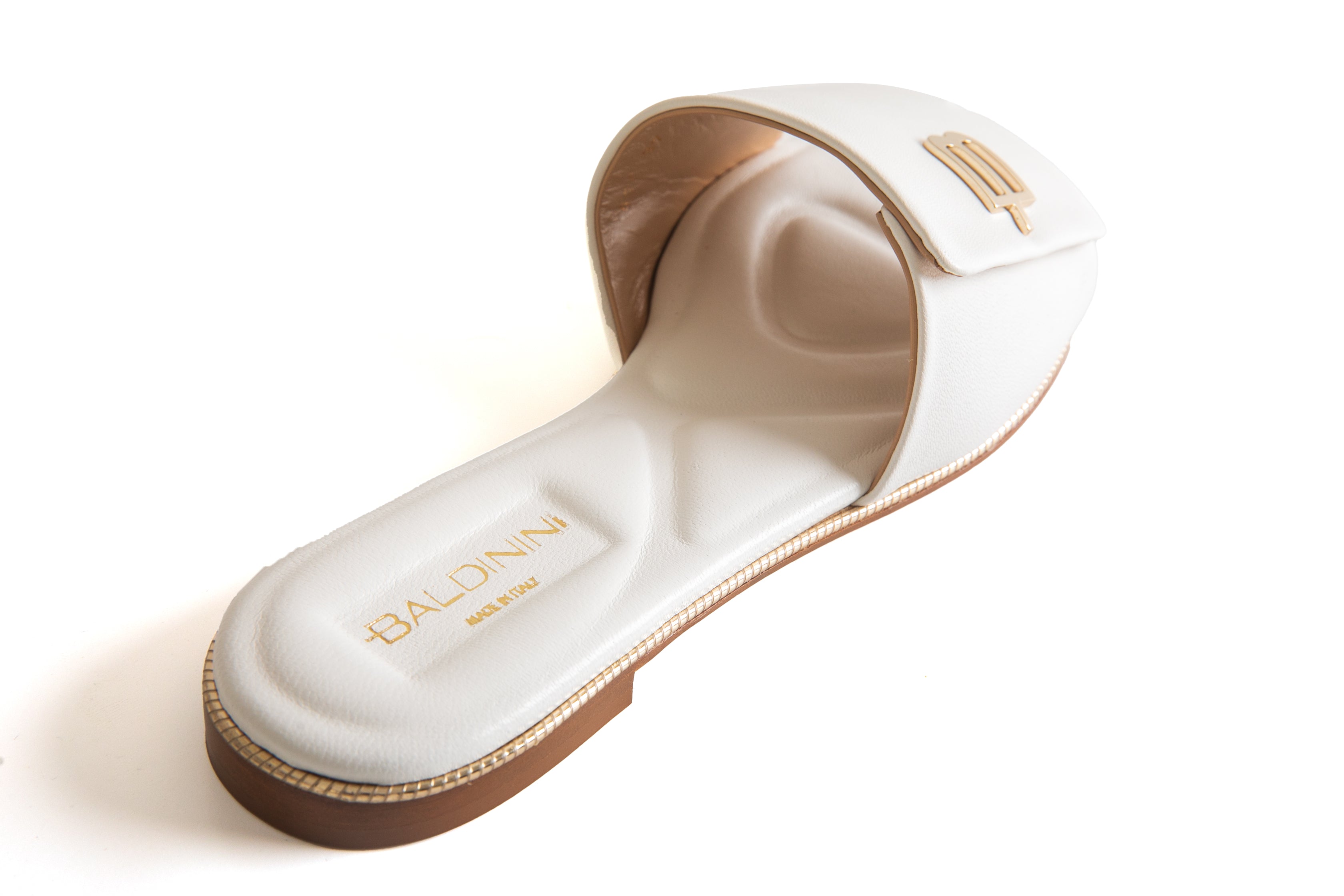 כפכף שטוח פס רחב-לבן