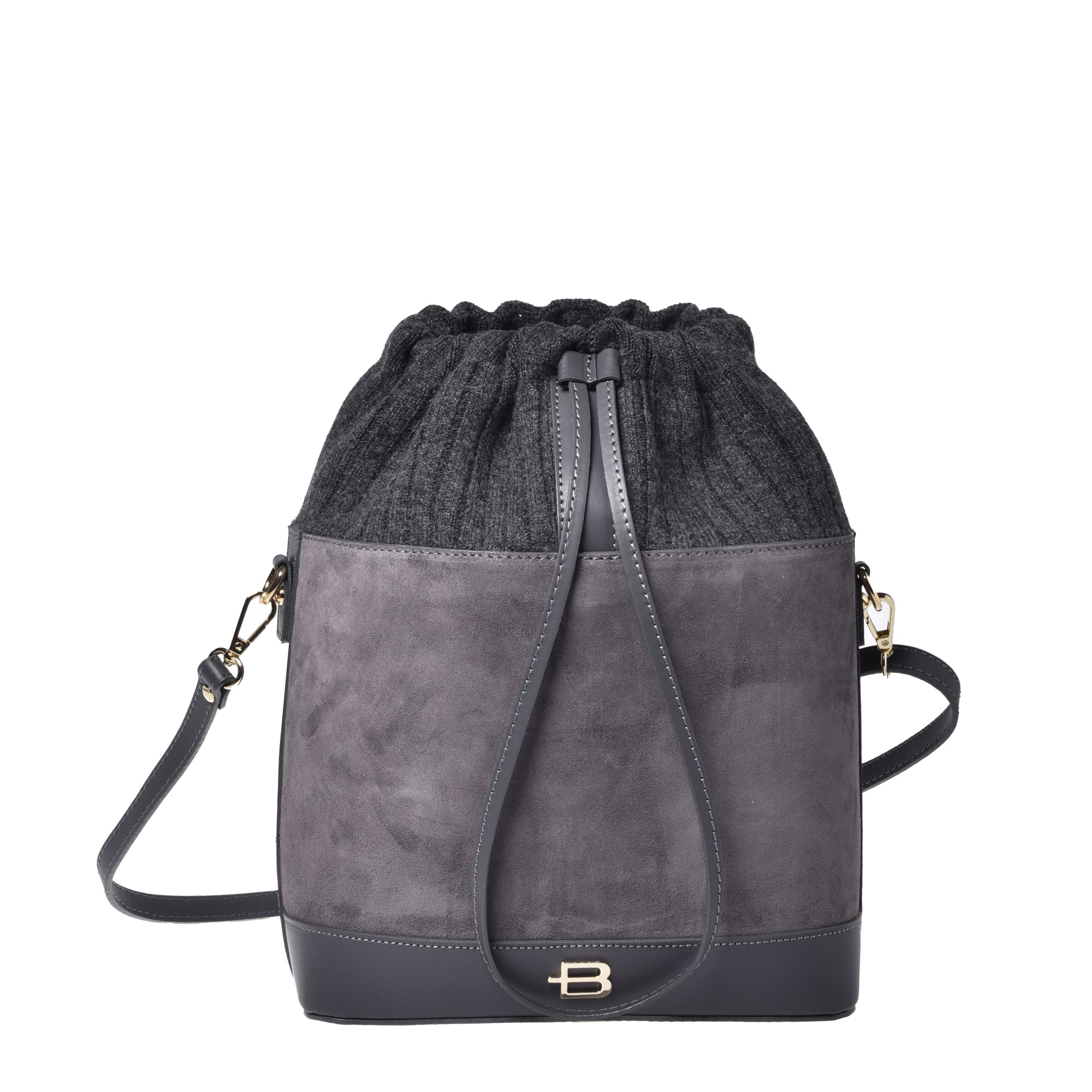 תיק זמש+צמר-אפור