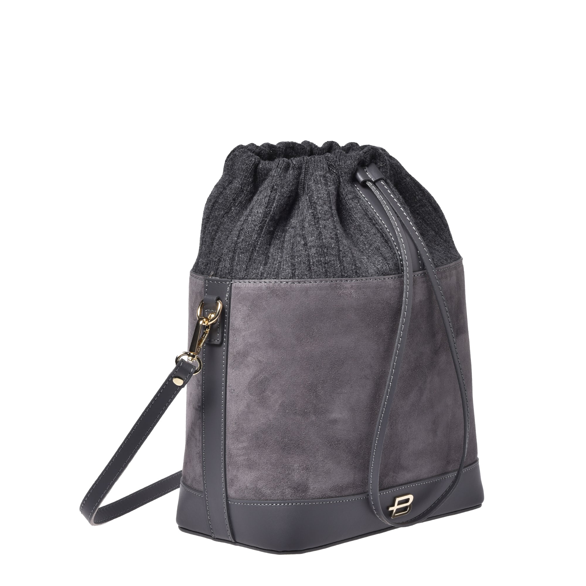 תיק זמש+צמר-אפור