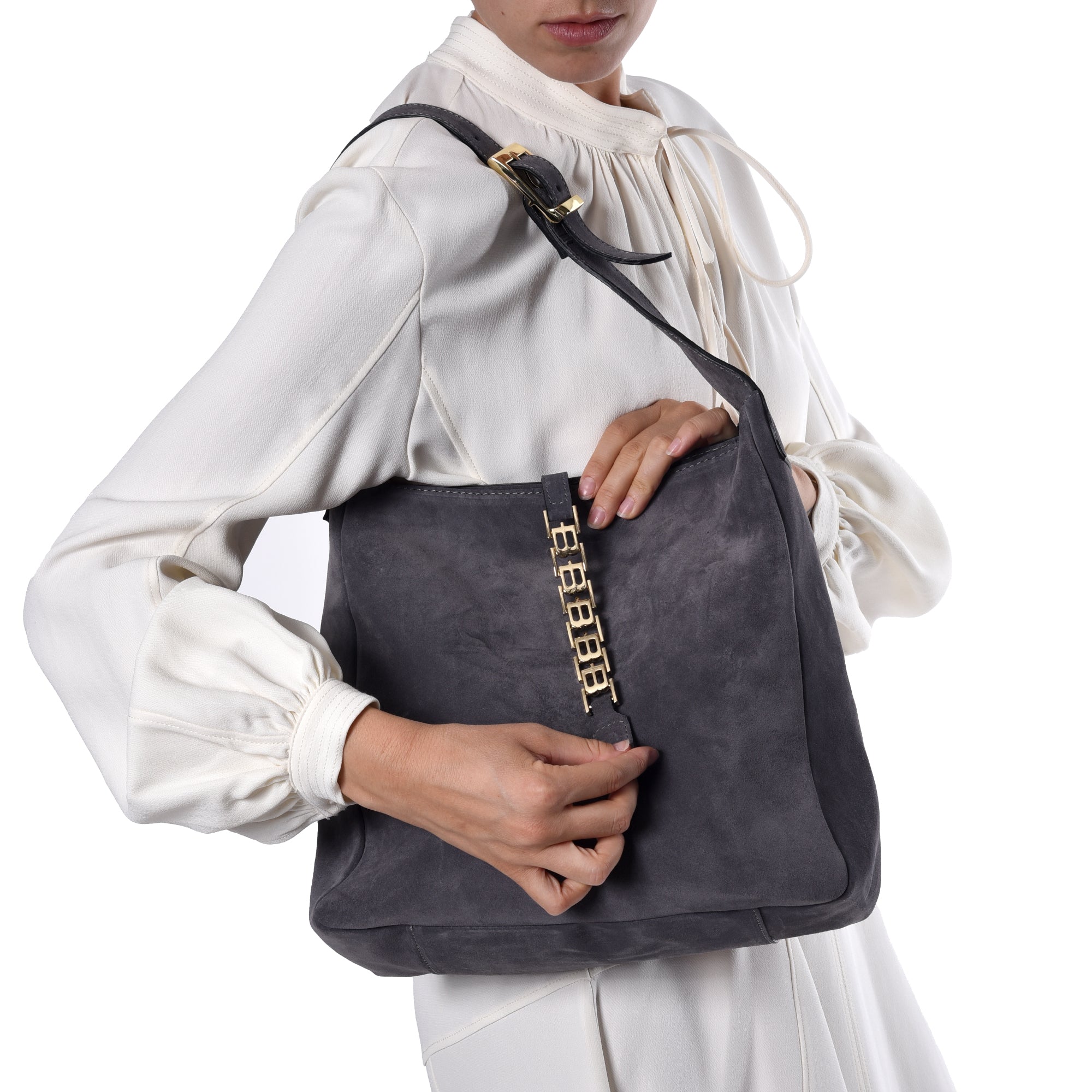 תיק הובו זמש-אפור