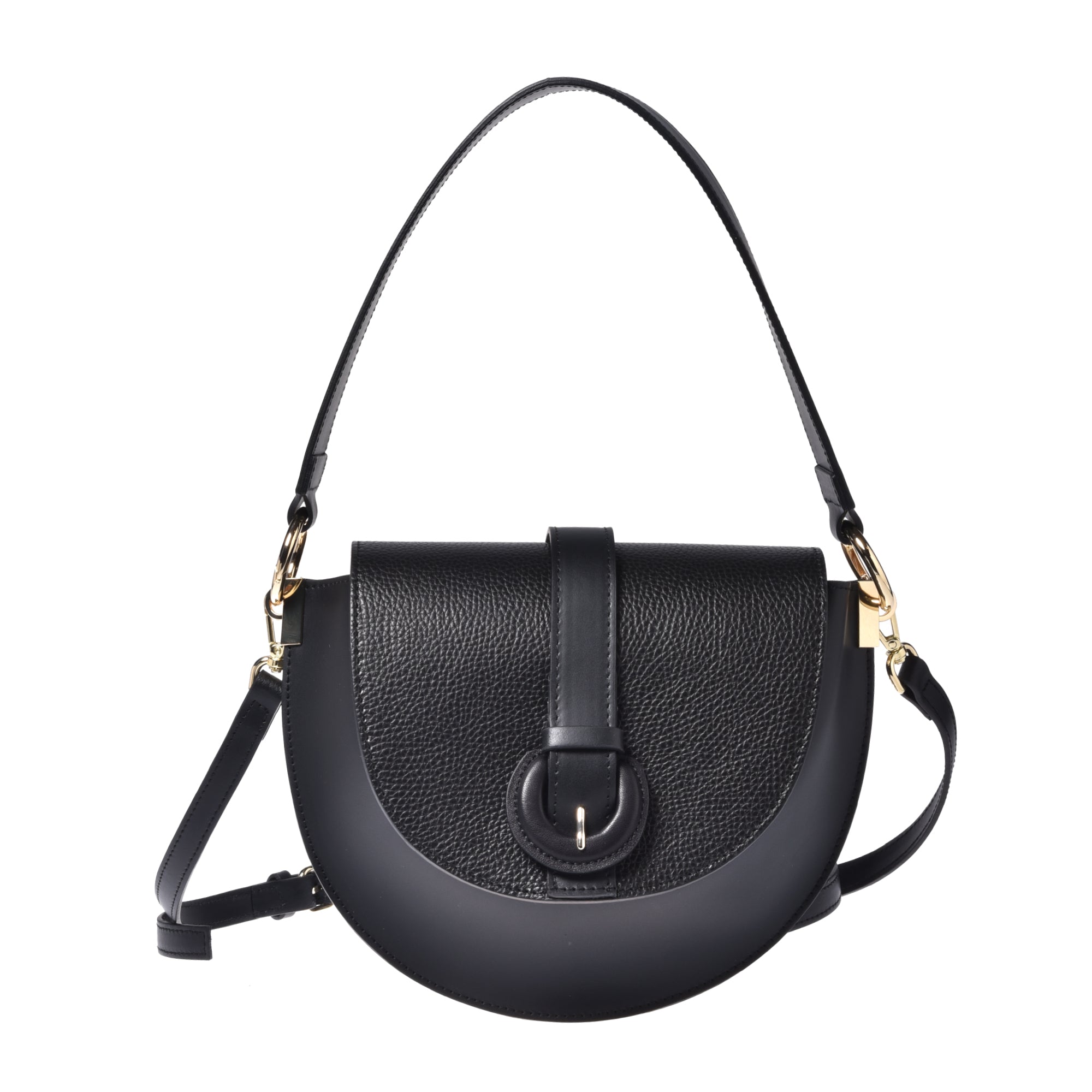 תיק מעוגל רצועה פס-שחור