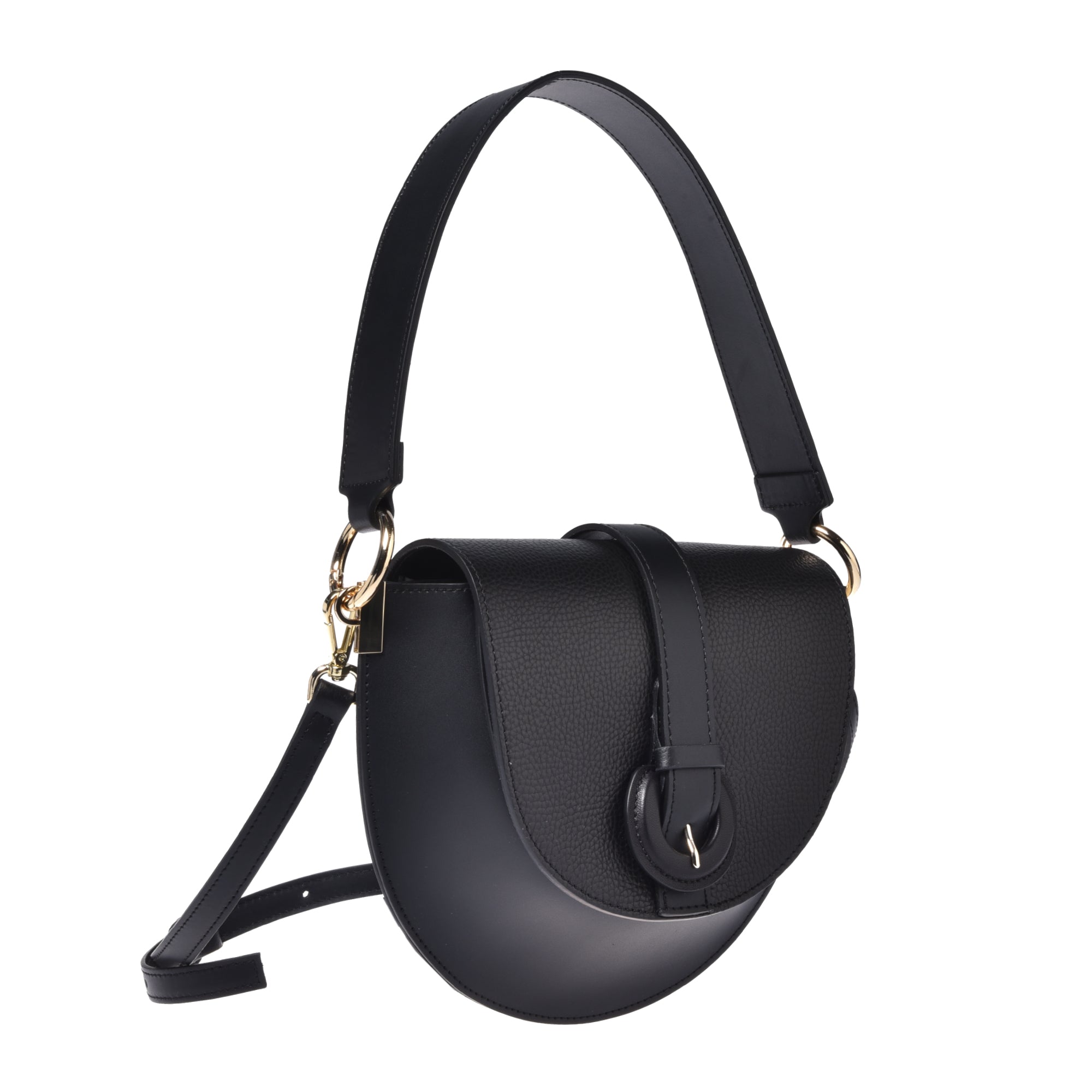 תיק מעוגל רצועה פס-שחור